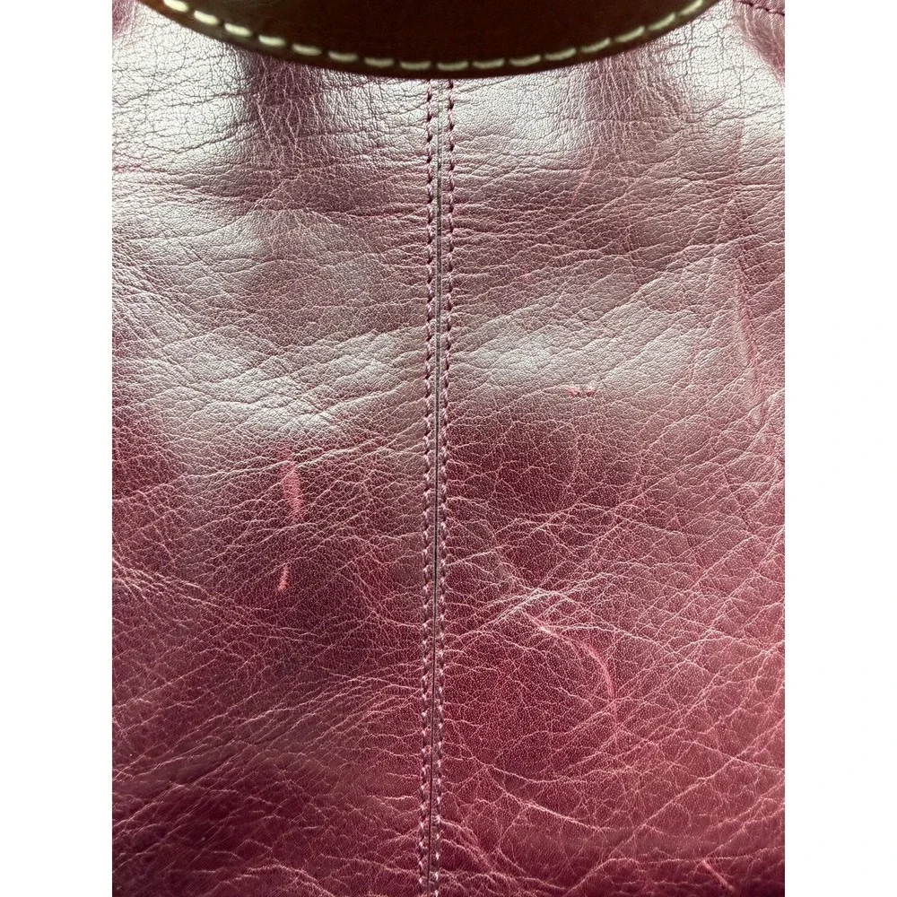 Nino Bossi Burgundy Leather Bookbag Purse Hobo Y2K Travel Bag Backpack Purse